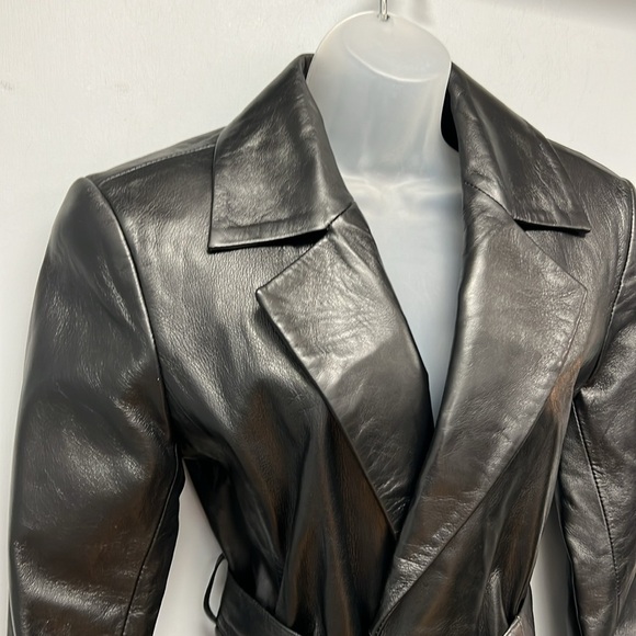 NWT PELLE STUDIO Wilson’s Leather Women’s Black Belted Leather Jacket Size M - Picture 2 of 12